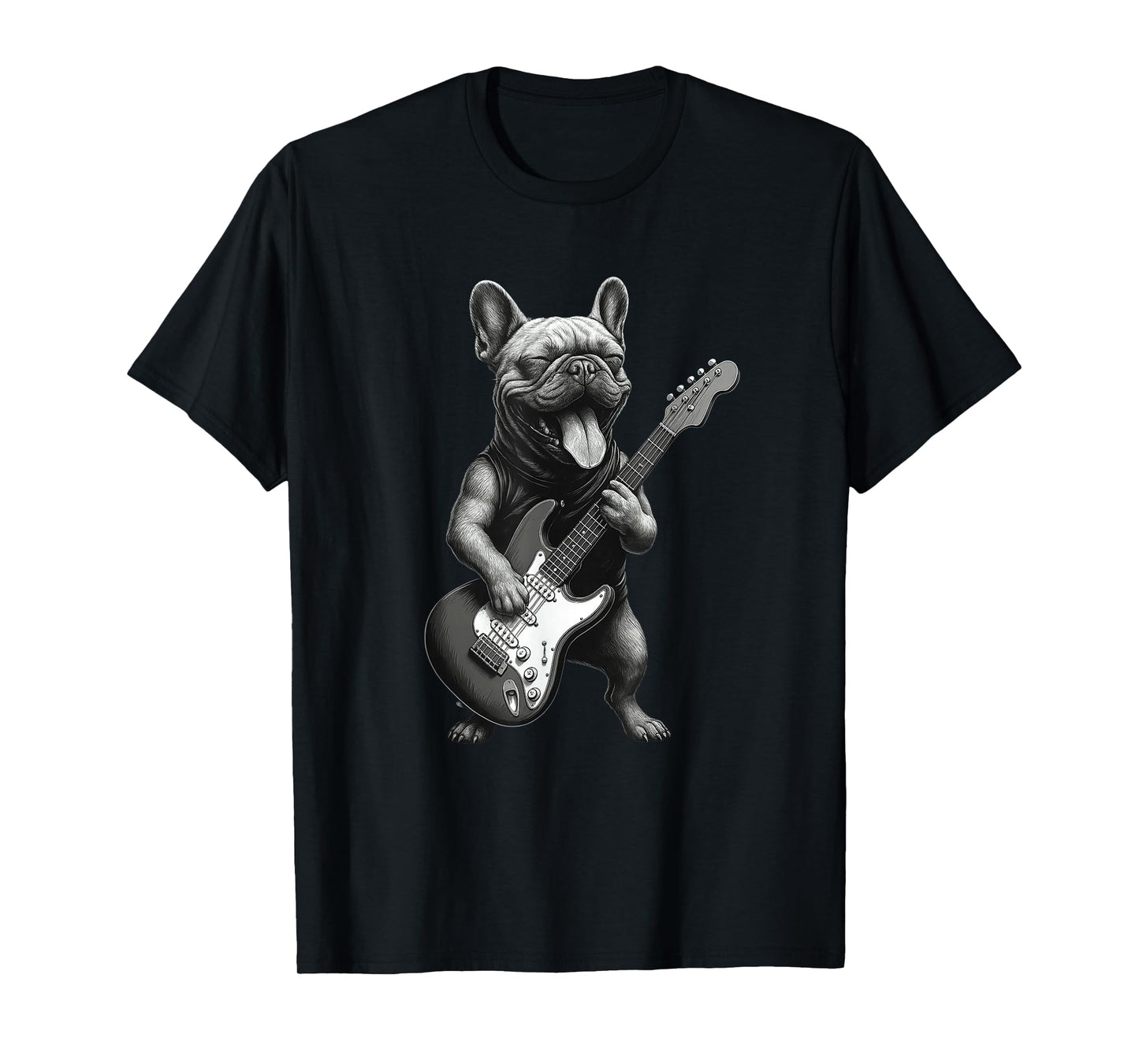 French Bulldog Playing Guitar Funny Dog Lover T-Shirt
