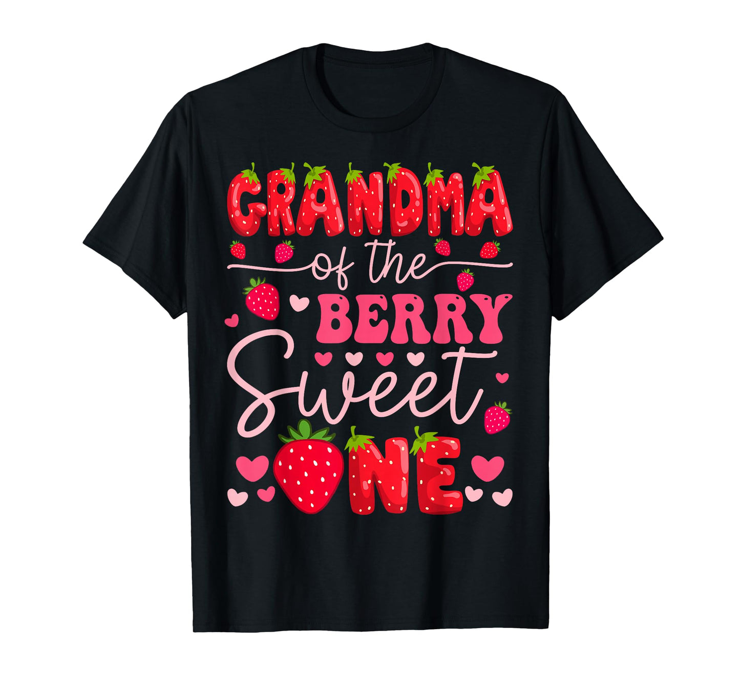 Grandma Of The Berry Sweet One Strawberry 1St Birthday Girl T-Shirt