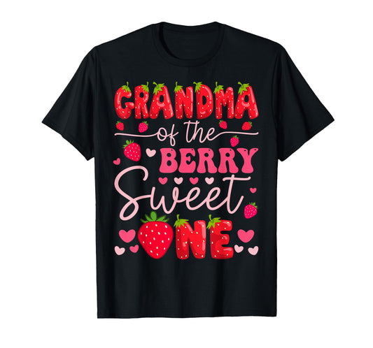 Grandma Of The Berry Sweet One Strawberry 1St Birthday Girl T-Shirt