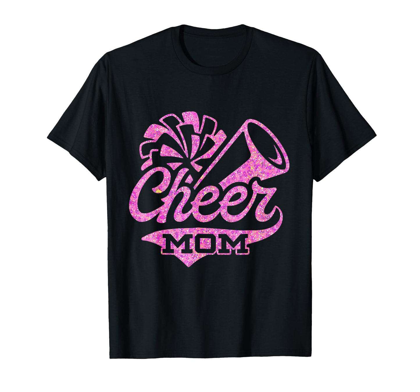 Cheerleader Black Pink Pom Pom Cheer Mom Biggest Fan T-Shirt