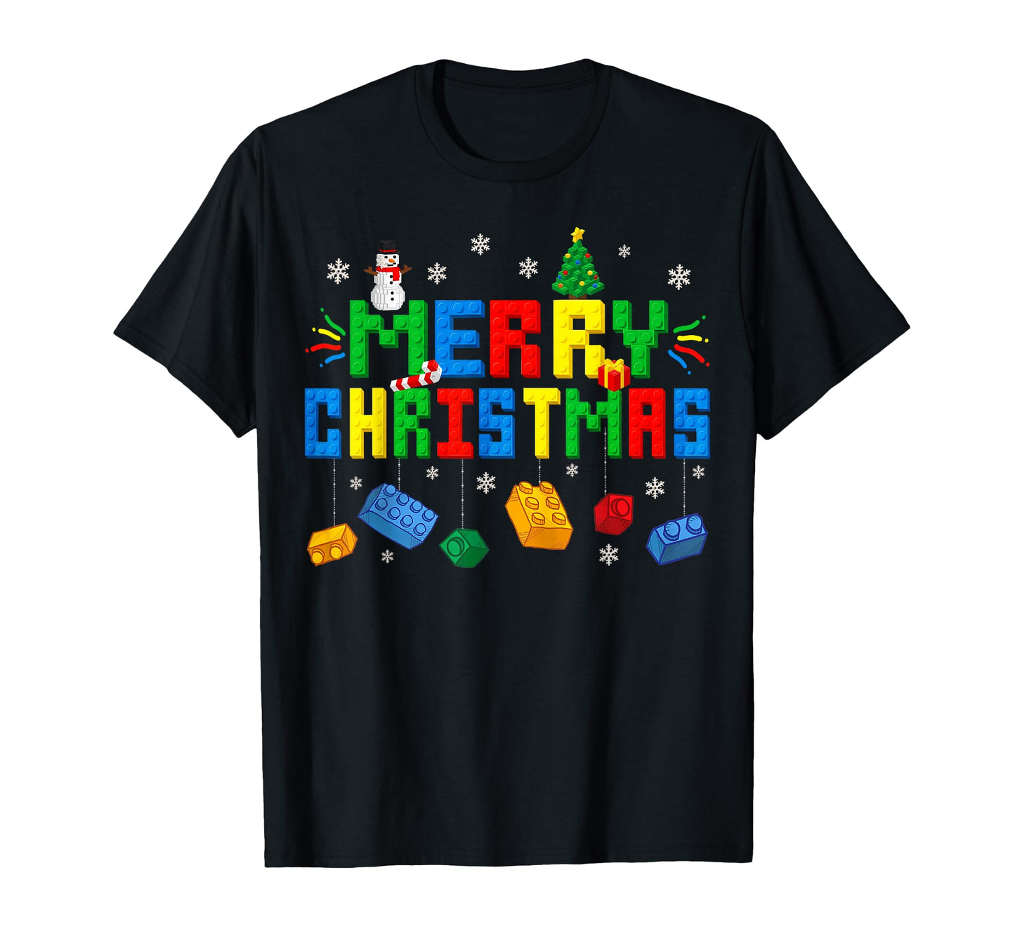 Merry Christmas Master Builder Blocks Building Bricks Xmas T-Shirt