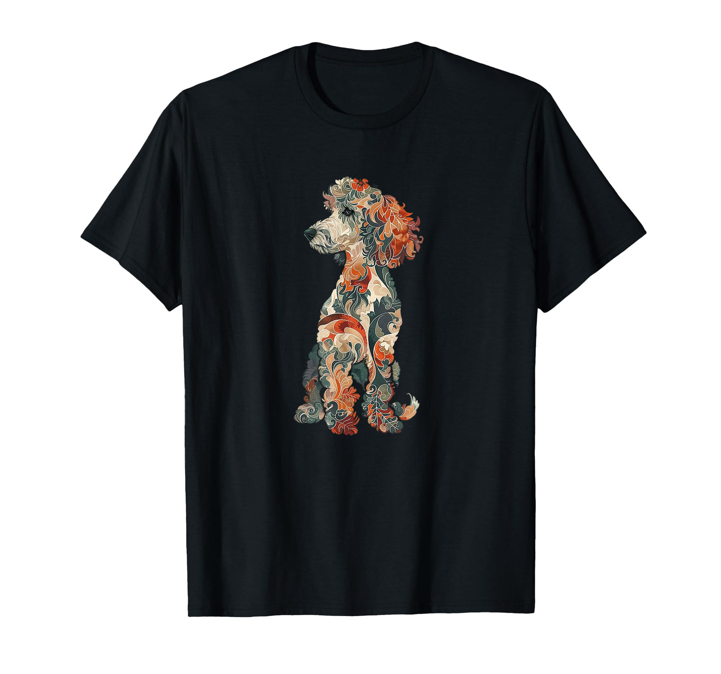 Womens & Girls Multicolored Cute Folk Art Poodle Lover T-Shirt