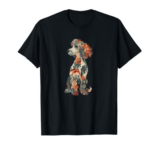 Womens & Girls Multicolored Cute Folk Art Poodle Lover T-Shirt