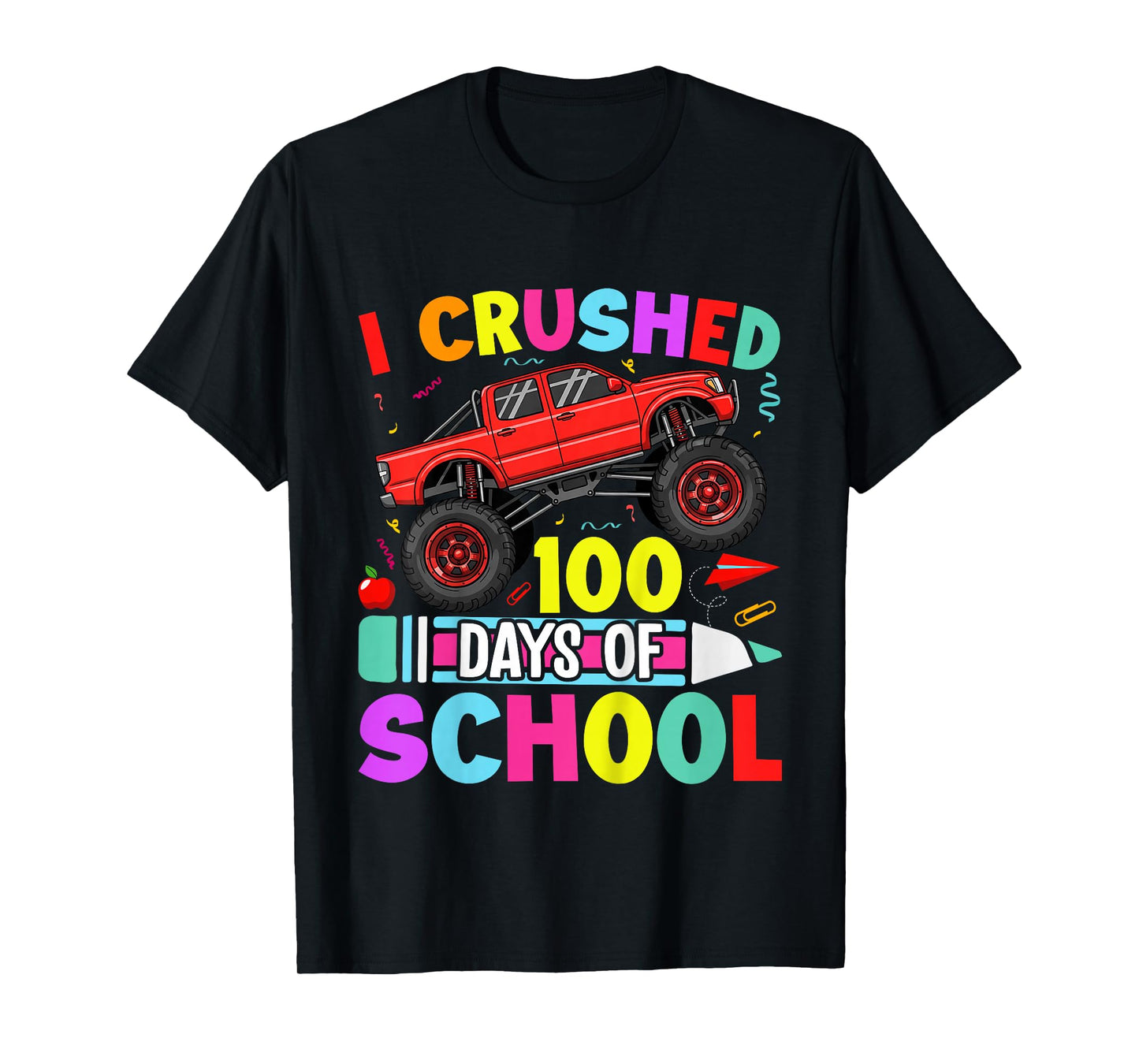 Kids 100 Days of School Monster Truck 100th Day of School Boys T-Shirt