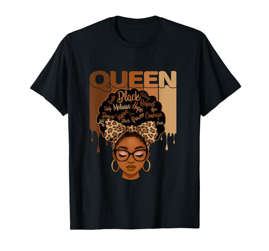 Retro Woman Melanin Queen African American Black History T-Shirt