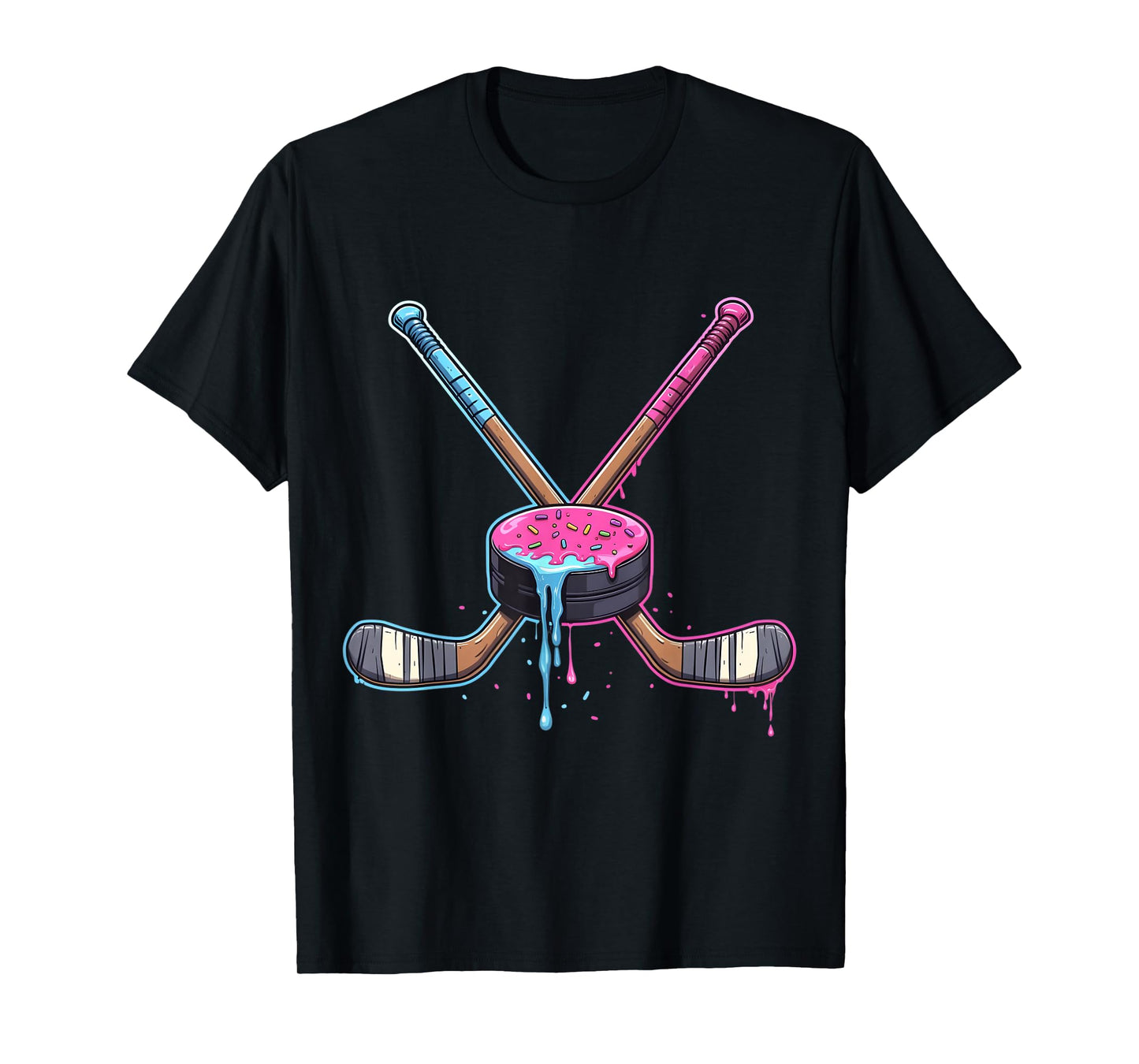 Hockey Ice Cream Drip Boys Youth Kids Men Women Dripping T-Shirt
