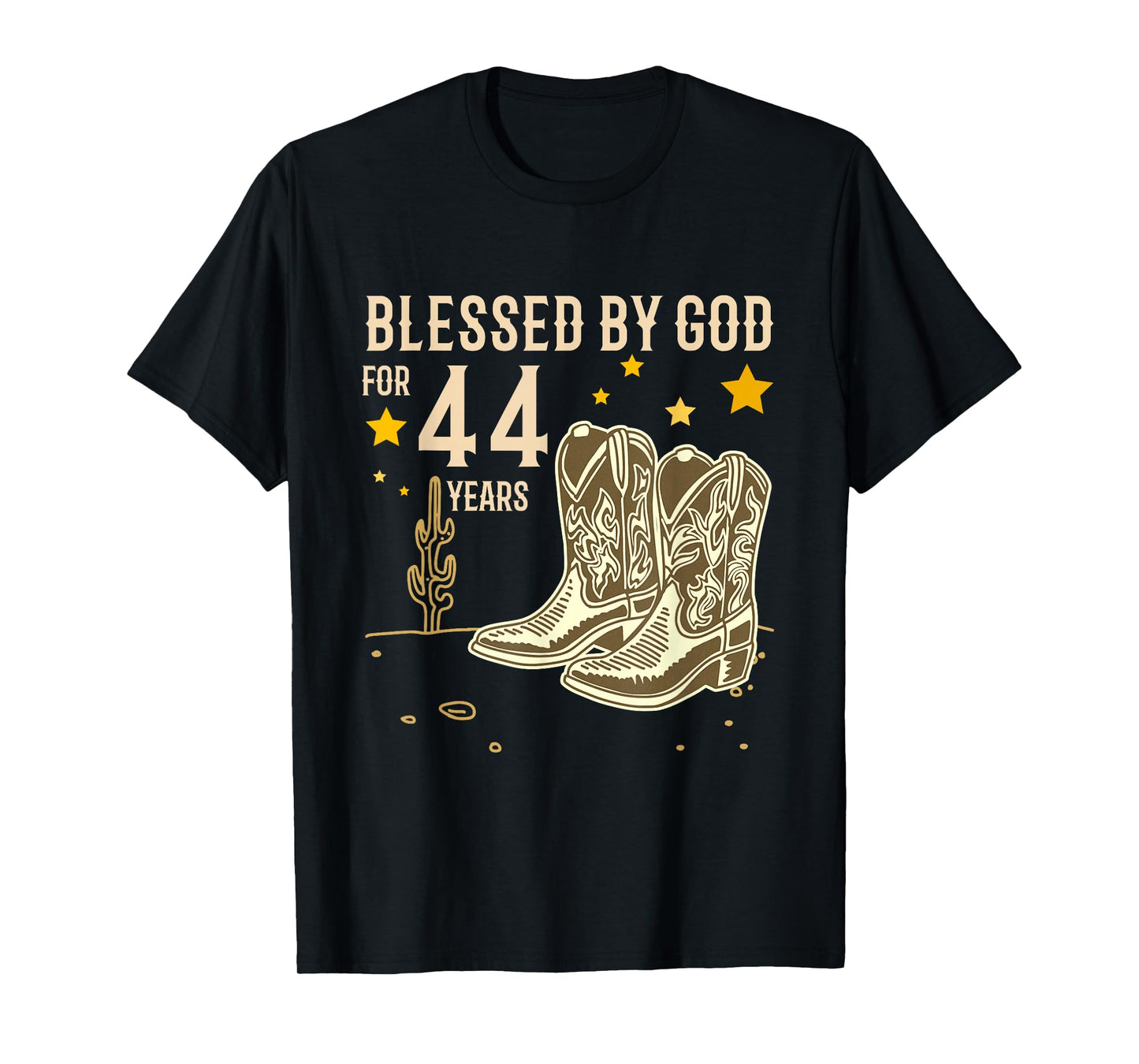 Vintage Blessed by God for 44 Years Cowboy 44th Birthday Men T-Shirt