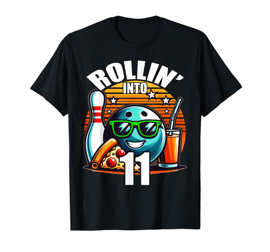 Rollin into 11 Bowling Birthday Party 11th Birthday Kids T-Shirt