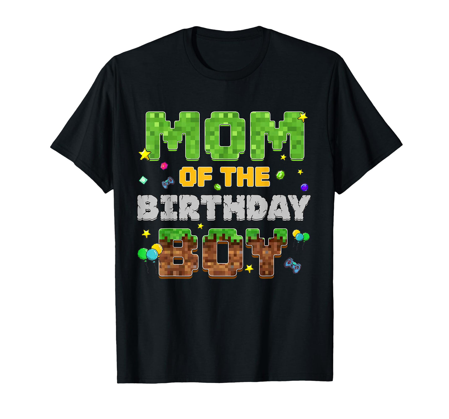 Mom Of The Birthday Boy Pixel Gamer Party Matching Family T-Shirt