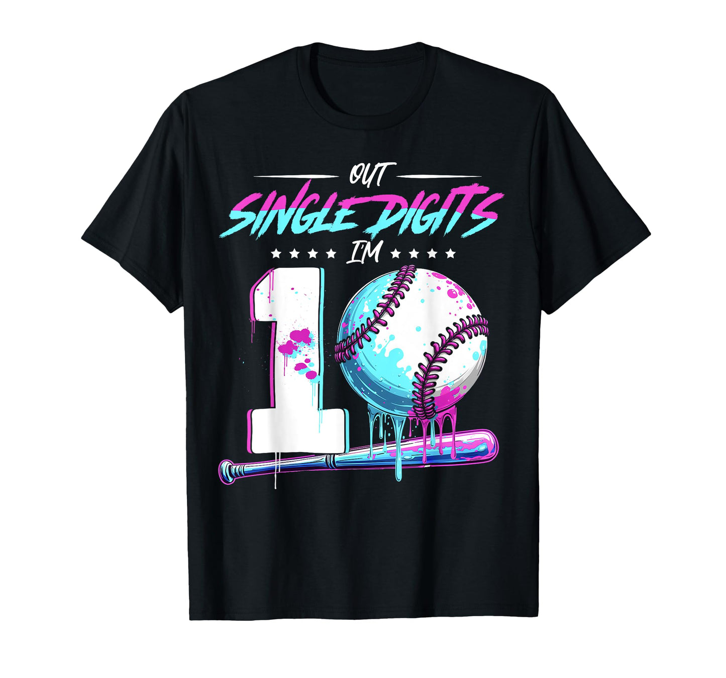 Baseball 10 Years Old Birthday Double Digits 10 Birthday Boy T-Shirt