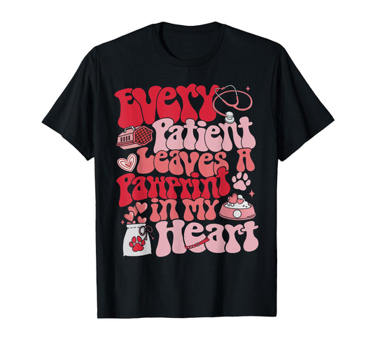 Every Patient Leaves A Paw Print in My Heart Valentines T-Shirt