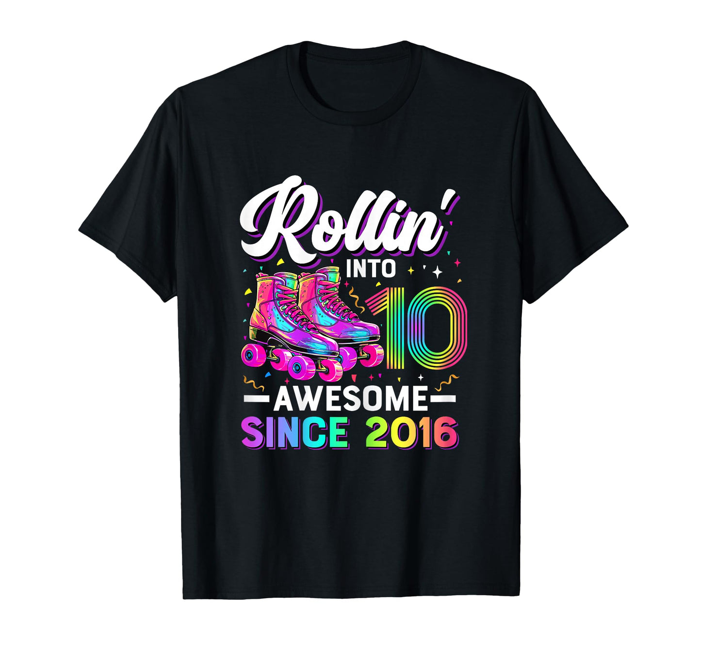 10th Birthday Shirt Girl 10 Year Old Roller Skate Skating T-Shirt