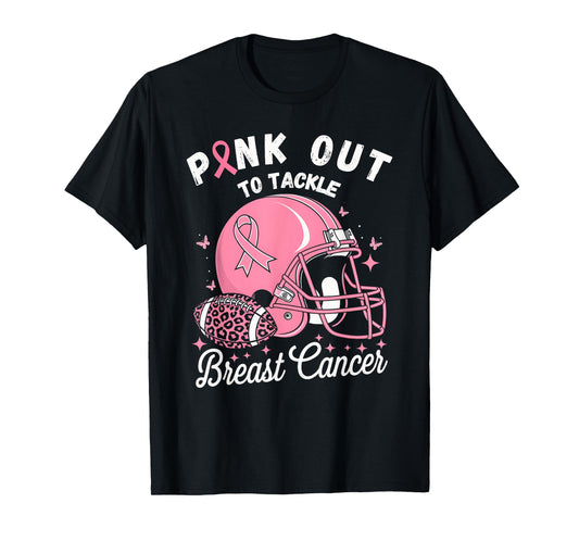 Pink Out Tackle Breast Cancer Awareness American Football T-Shirt