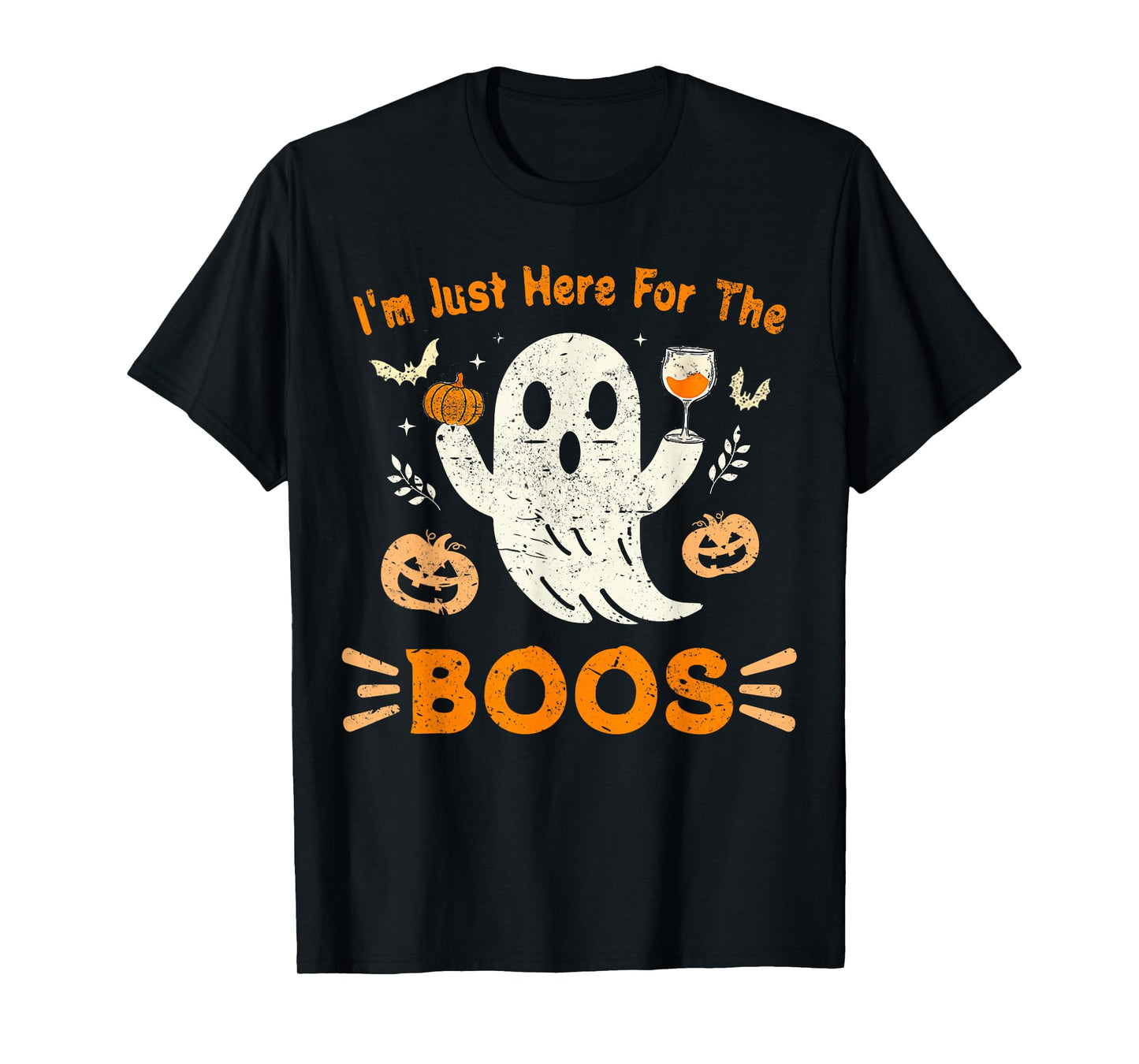 I'm Just Here For The Boos Funny Ghost Retro Halloween T-Shirt