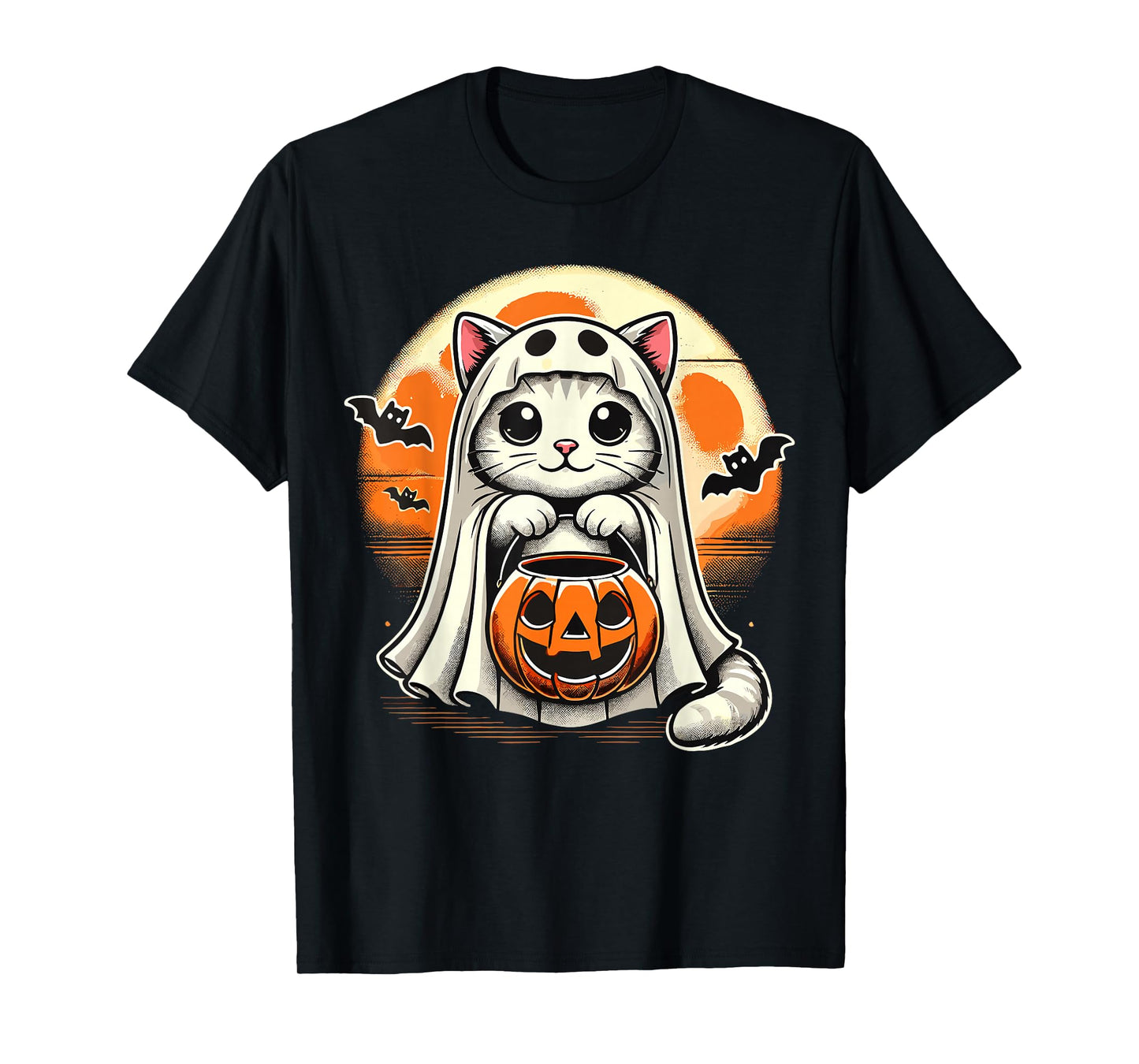 Cat Ghost Halloween Funny Cat T-Shirt