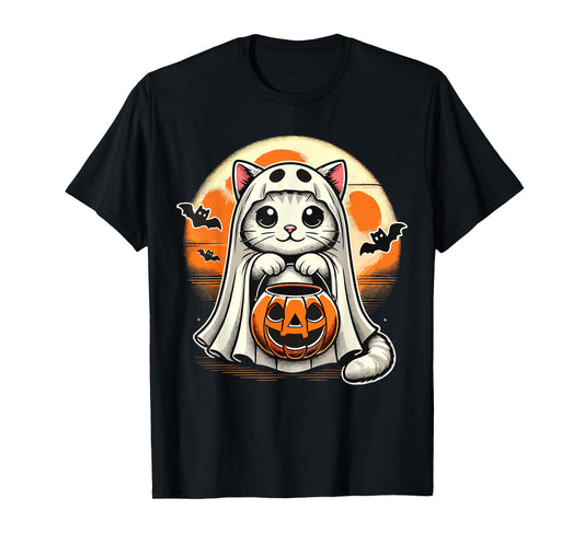 Cat Ghost Halloween Funny Cat T-Shirt