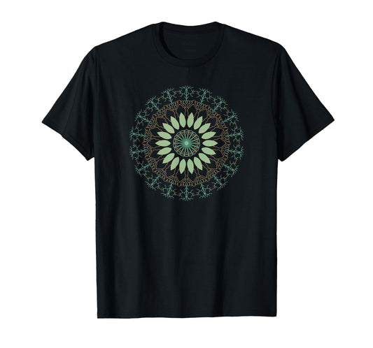 Vintage Illustrated Leaves & Nature Mandala Zen Design T-Shirt