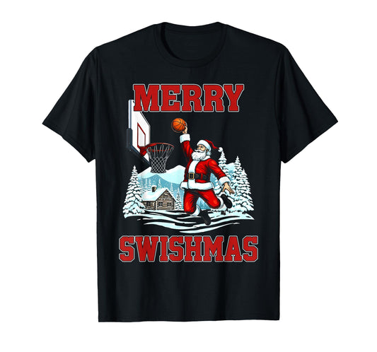 Merry Swishmas Basketball Ugly Christmas Xmas Men Boys Kids T-Shirt