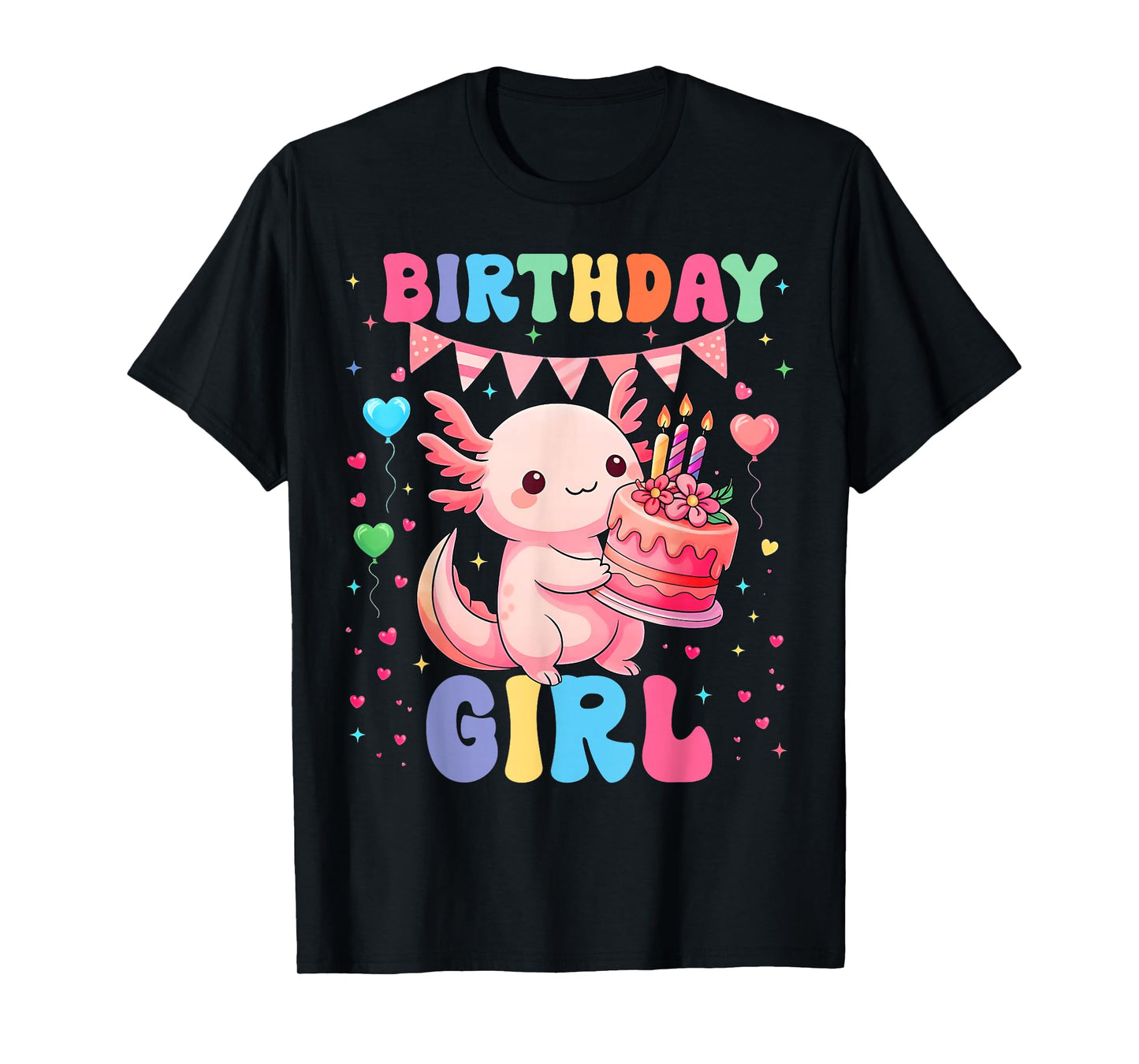 Cute Birthday Girl Axolotl Kawaii Family Party Girls Kid T-Shirt