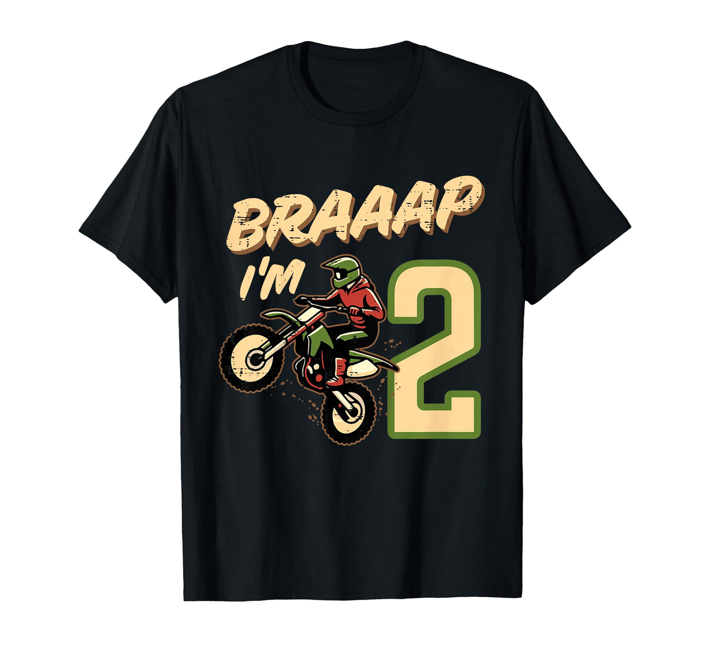 Kids Braaap Im 2 Dirt Bike 2nd Year Birthday Bday Motocross Boys T-Shirt