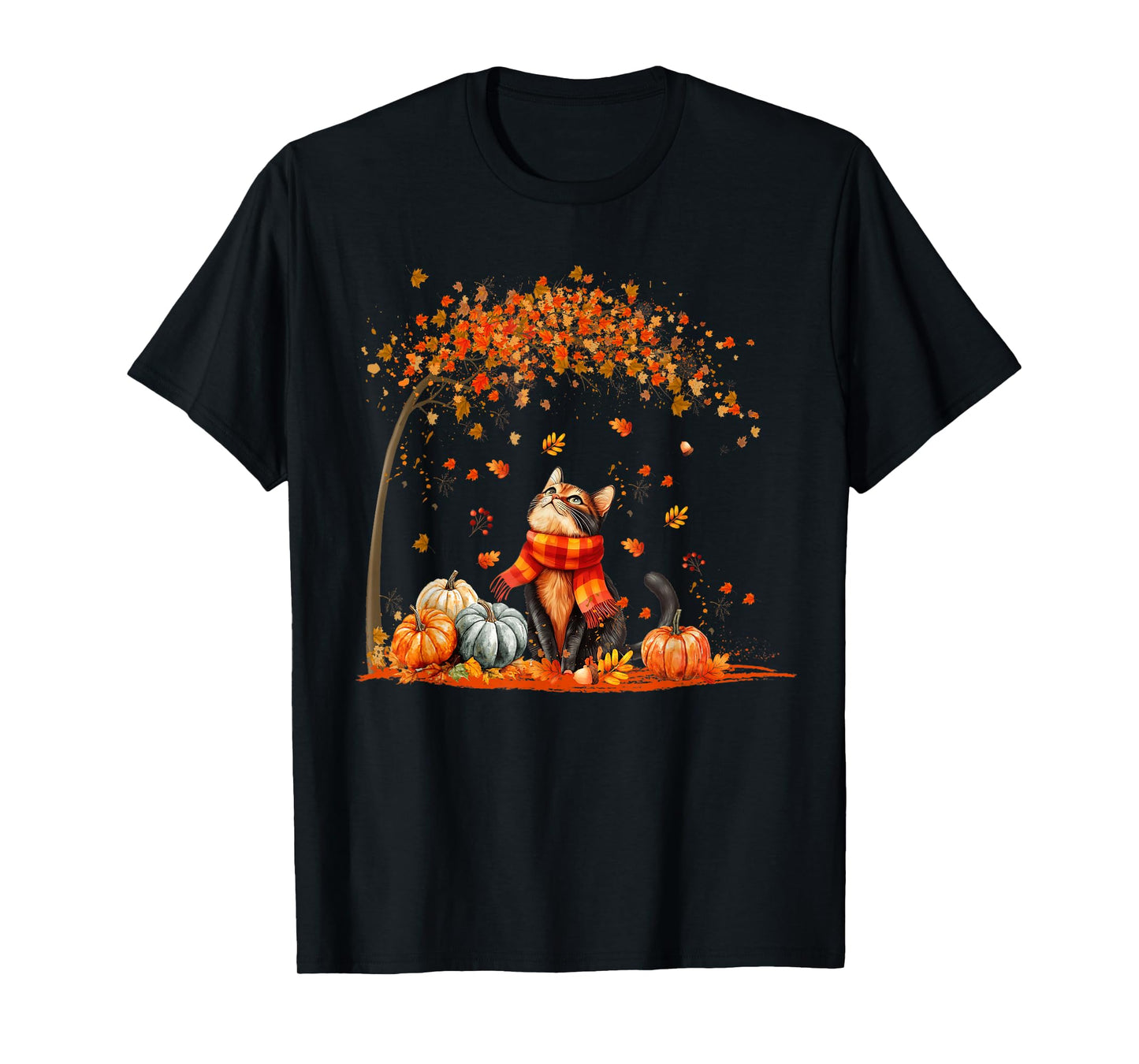 Cute Cat Leaf Fall Autumn Shirt for Cat Lovers T-Shirt