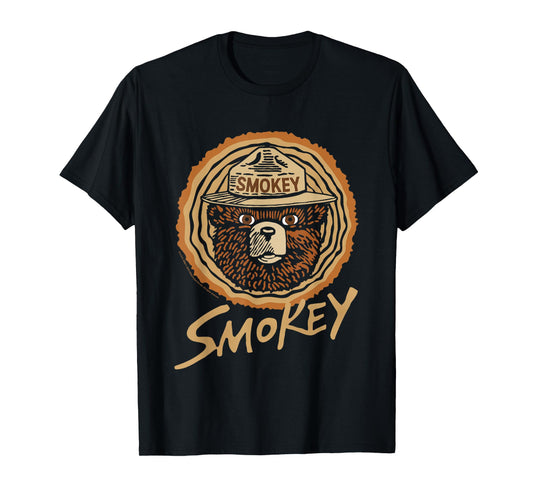 Smokey Bear Vintage Wood Cut Bear Face T-Shirt