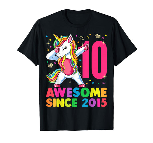 10 Years Old Unicorn Dabbing 10th Birthday Girl Gift Party T-Shirt