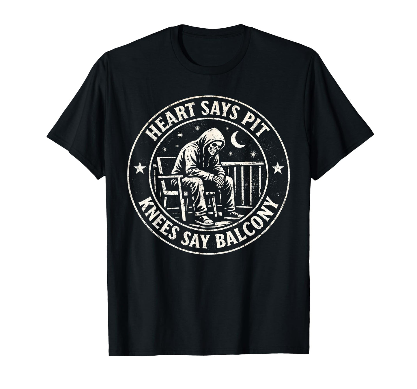 Heart Says Pit Knees Say Balcony Funny Punk Rock Old-School T-Shirt