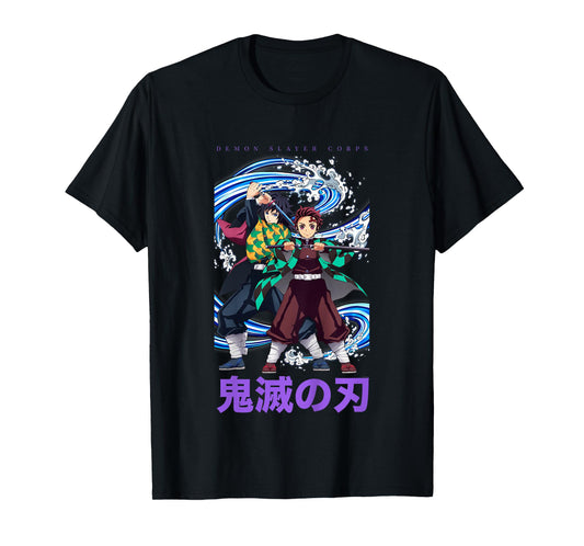Kids Demon Slayer: Infinity Castle Tanjiro and Giyu Water Duo T-Shirt