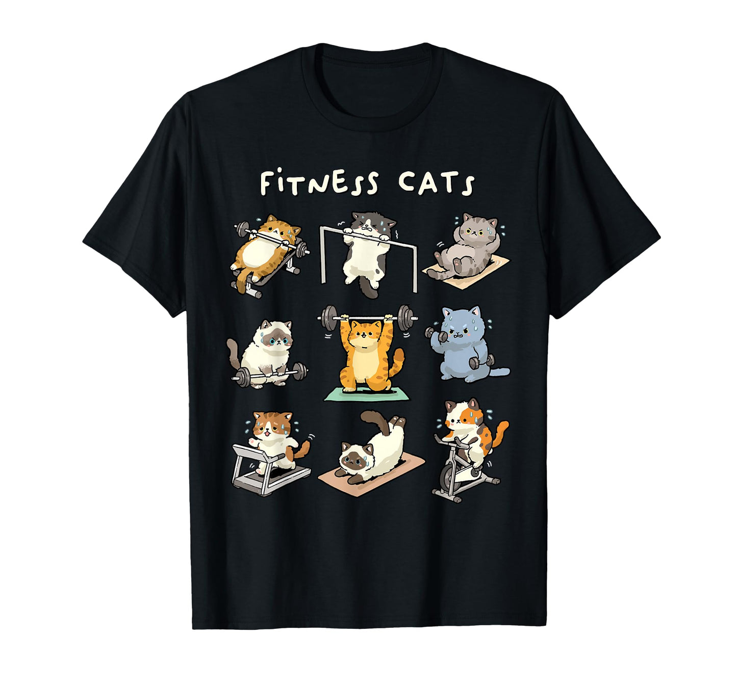 Fitness Cats Funny Gym Workout Cat New Year Resolution T-Shirt