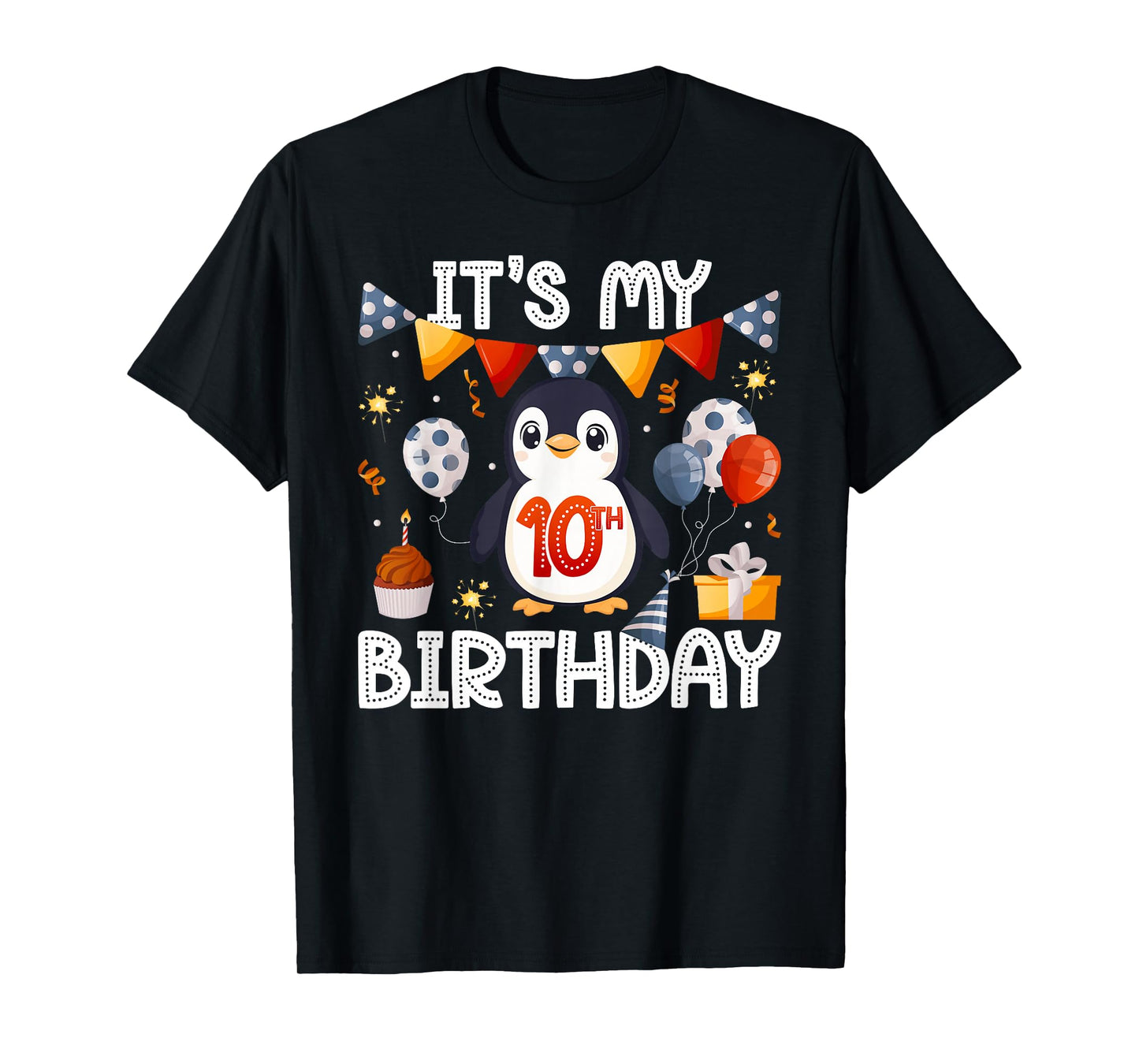 10th Penguin Birthday Party Ten Year Old Penguins T-Shirt