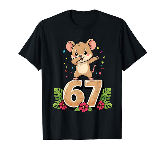 Six Seven Meme Dabbing Baby Mouse 67 Funny Gen Z Apha T-Shirt