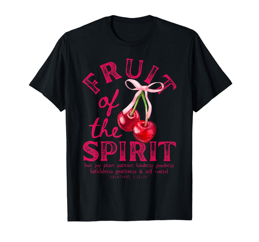 Fruit Of The Spirit Christian Coquette Pink Bow Cherries T-Shirt