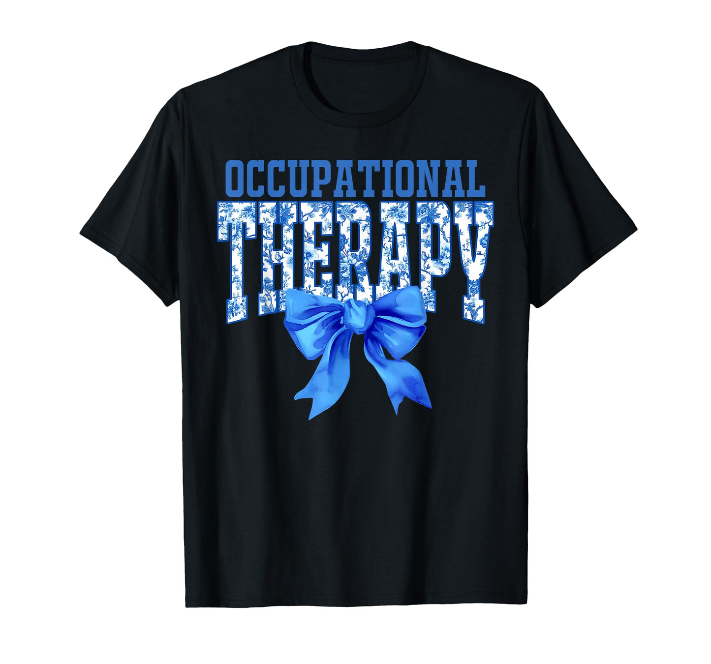 Occupational Therapy Coquette Toile Blue Floral OT Therapist T-Shirt