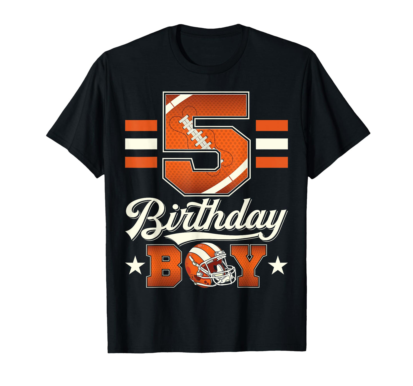 Five 5th Birthday Boy Football 5 Year Old Sports Party T-Shirt