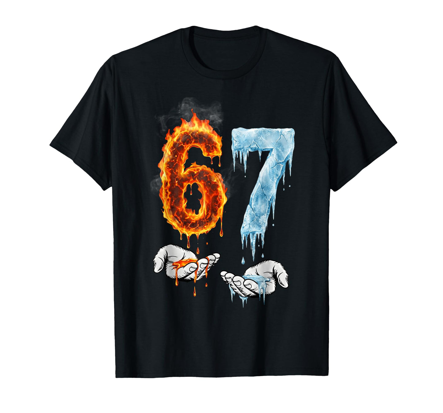 67 Flame Ice 6-7 Number Six Seven Meme 6 7 Kids Boys Girls T-Shirt