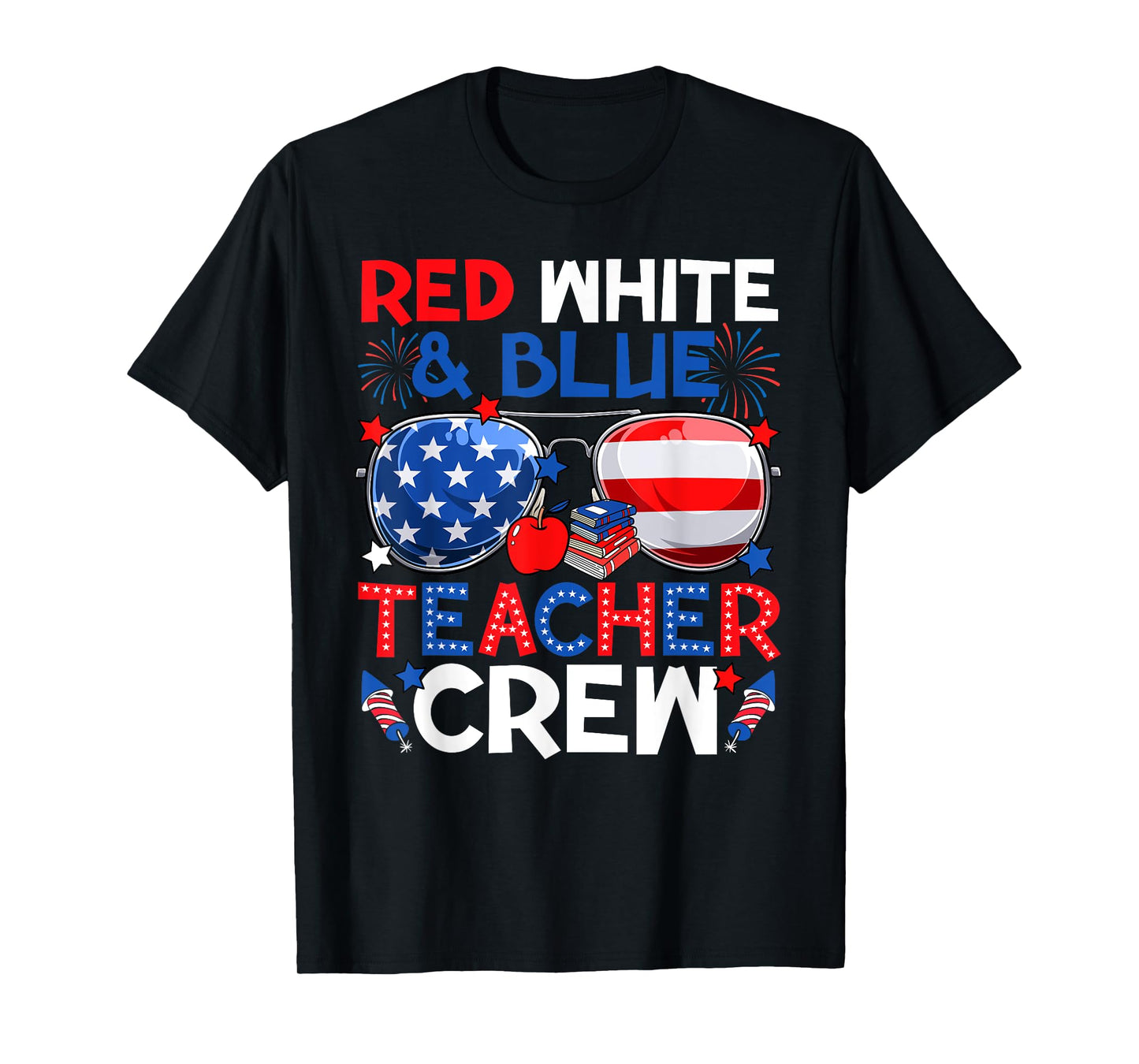 4th Of July Red White & Teacher Crew American Flag T-Shirt for Women Men