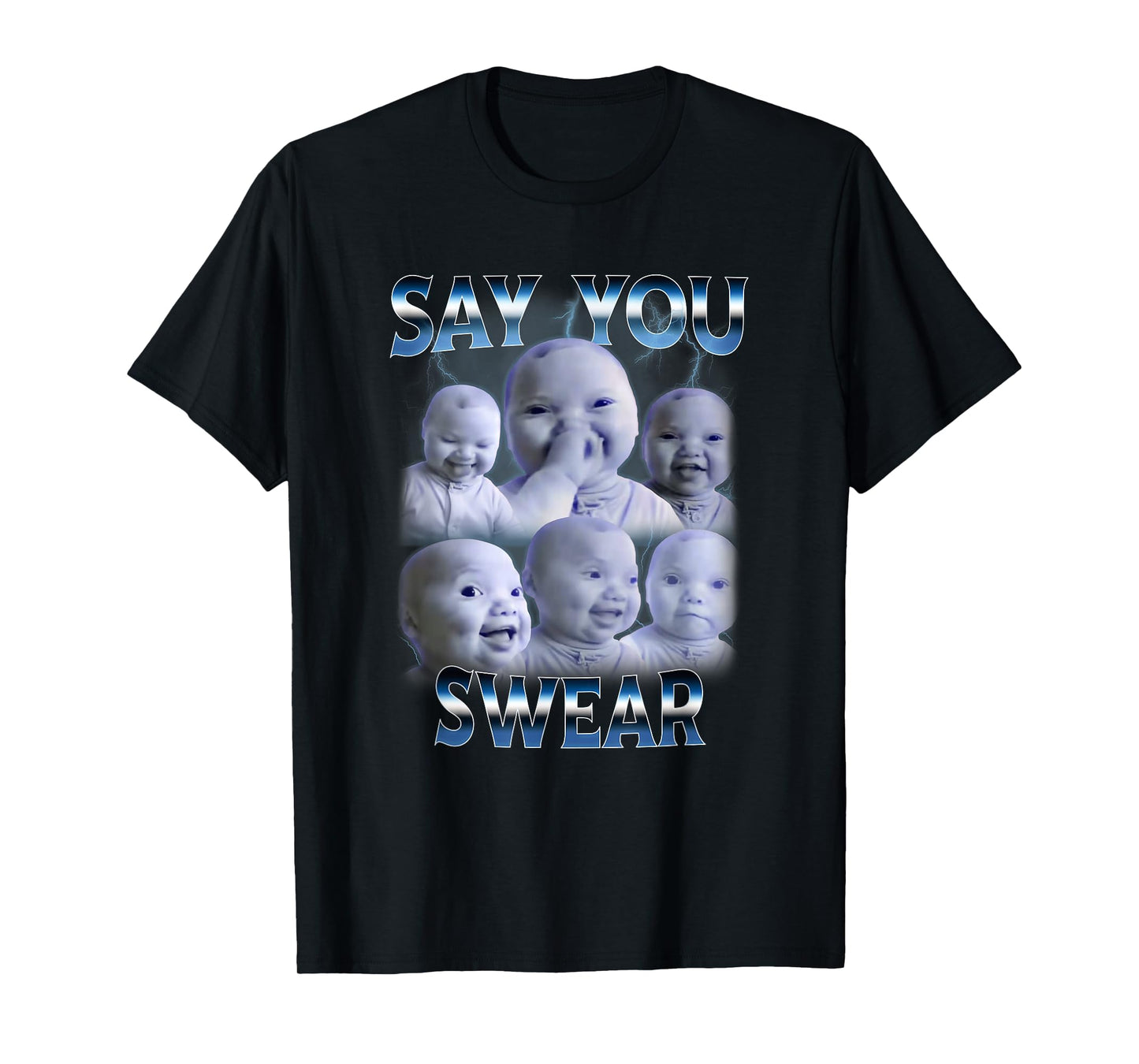 Say You Swear Ai Niche Baby Holding Back Laugh Genz Meme T-Shirt