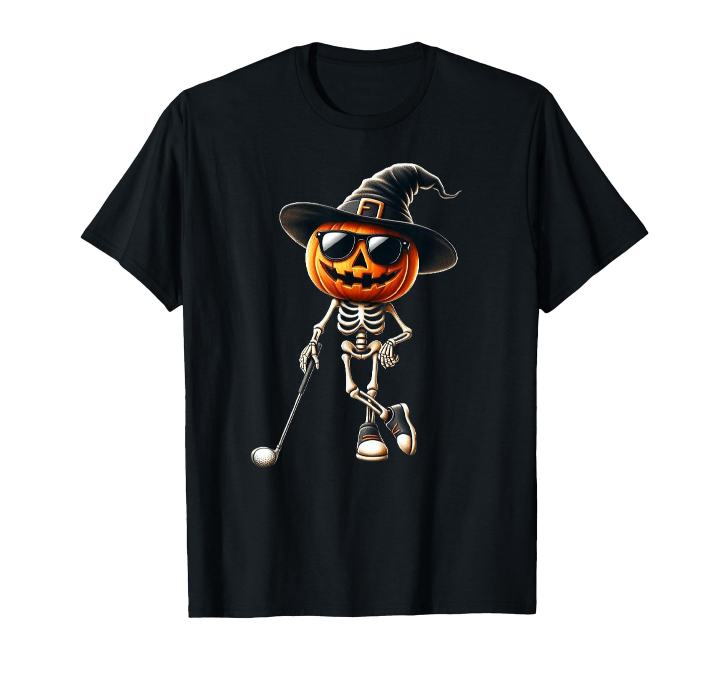 Skeleton Golf Pumpkin Golfing Golfer Halloween Costume Idea T-Shirt