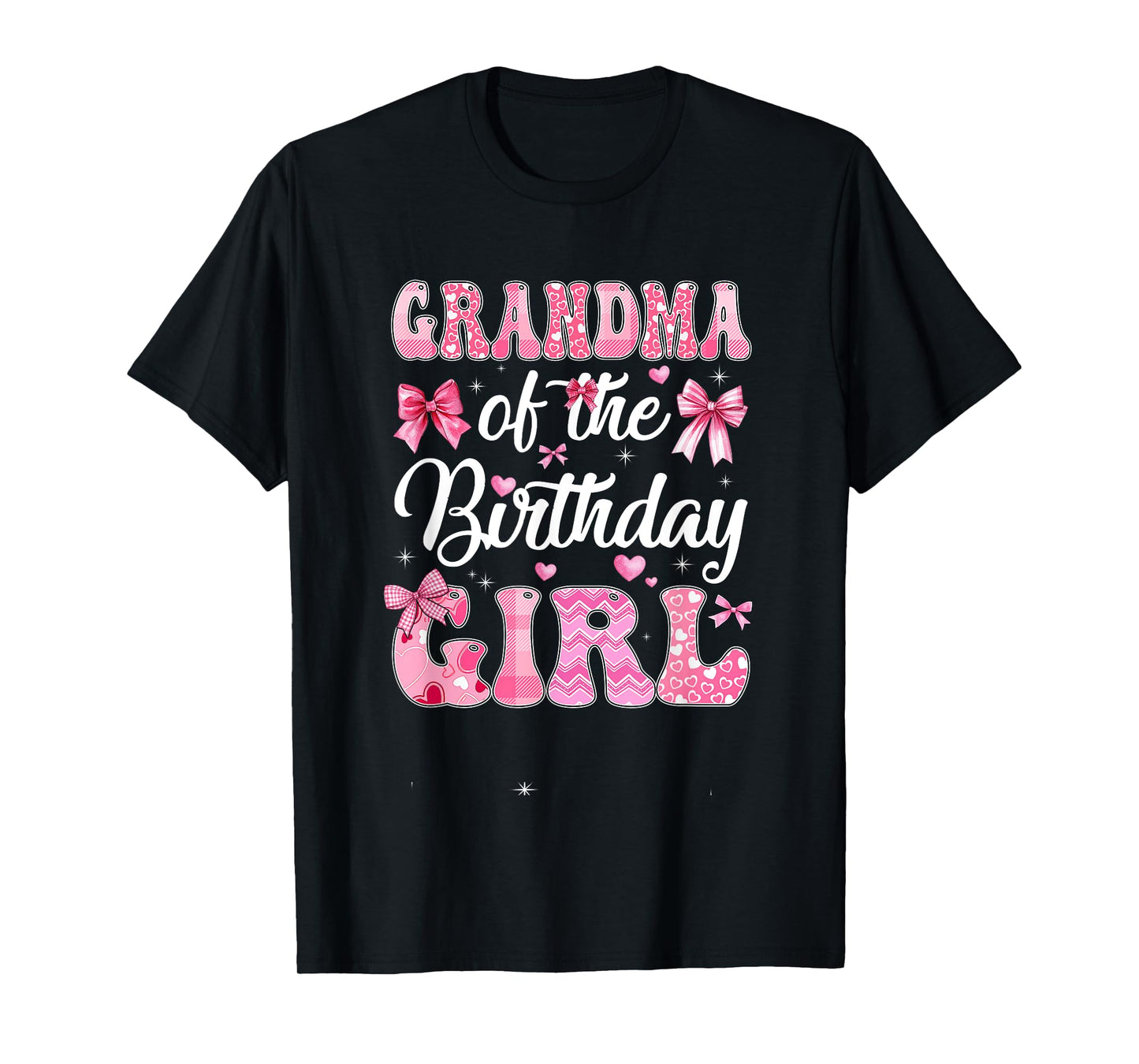 Grandma Of The Birthday Girl Family Pink Coquette Bow T-Shirt