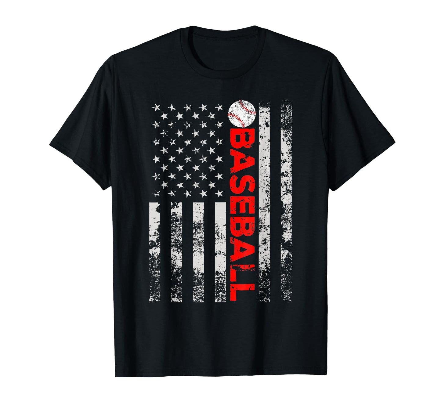 American Flag Baseball Team Baseball Player Funny Baseball T-Shirt