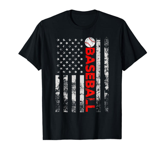 American Flag Baseball Team Baseball Player Funny Baseball T-Shirt