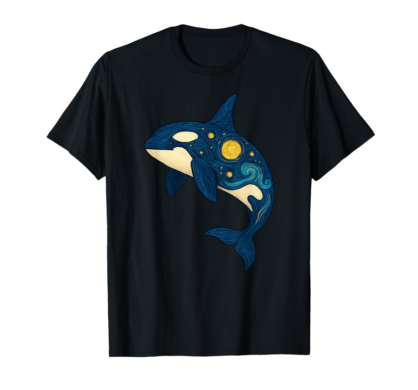 Orca Whale Starry Night Animal Lover Painting Boys Girls Kid T-Shirt