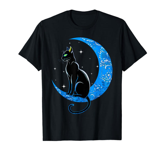 Black Cat Crescent Moon Sailor Mom T-Shirt