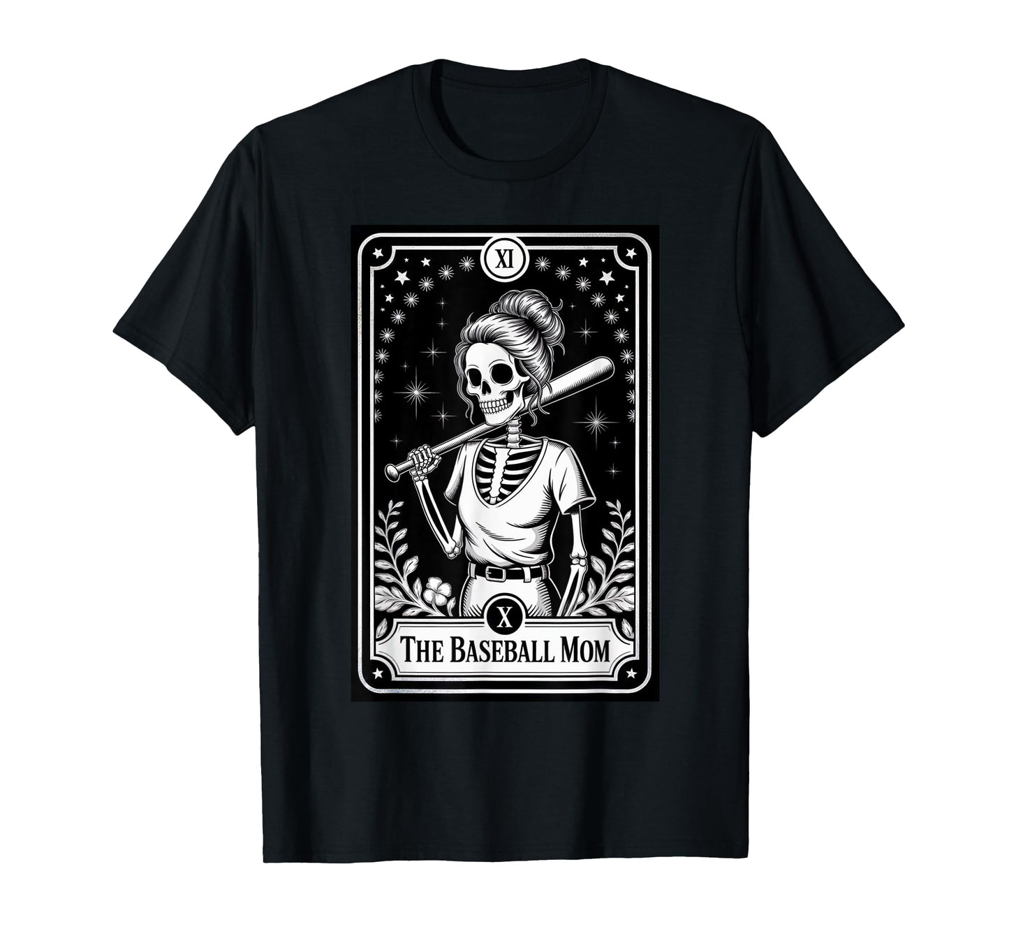 Funny Baseball Halloween Tarot Card Baseball Skeleton Mom T-Shirt