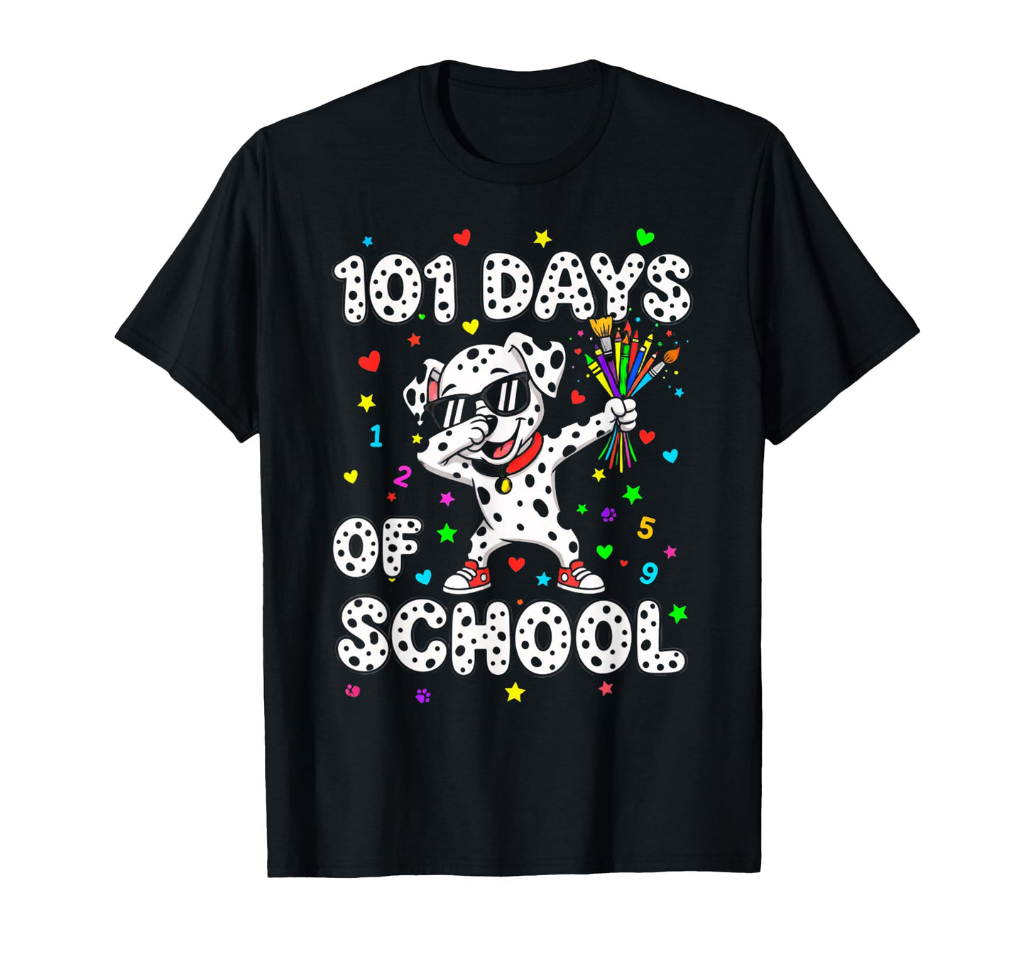 101 Days of School Dabbing Dog Funny Kids Student Girls Boys T-Shirt