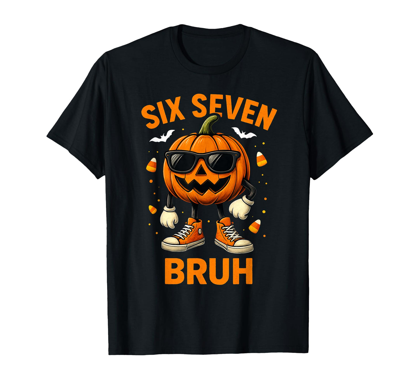 67 Halloween Funny Six Seven Meme Brainrot Pumpkin Kids Bruh T-Shirt
