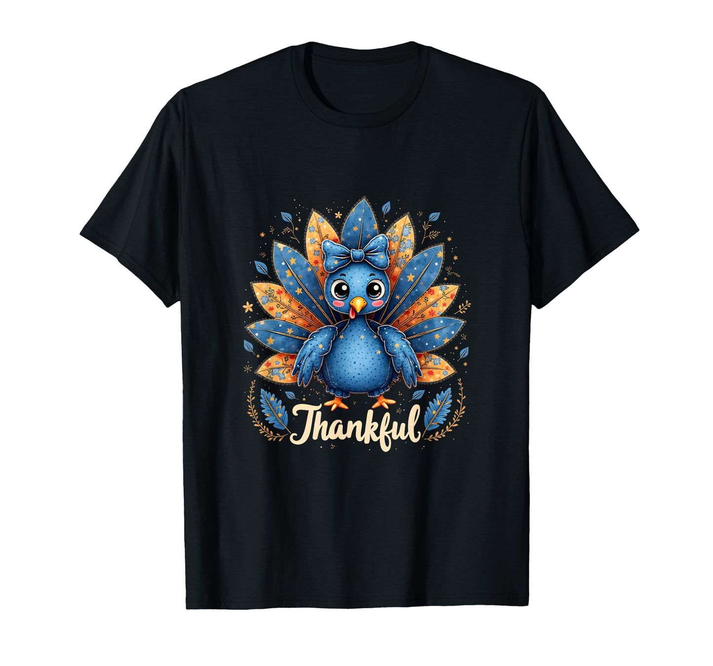 Give Thanks Denim Thankful Turkey Grandma Mama Mom T-Shirt