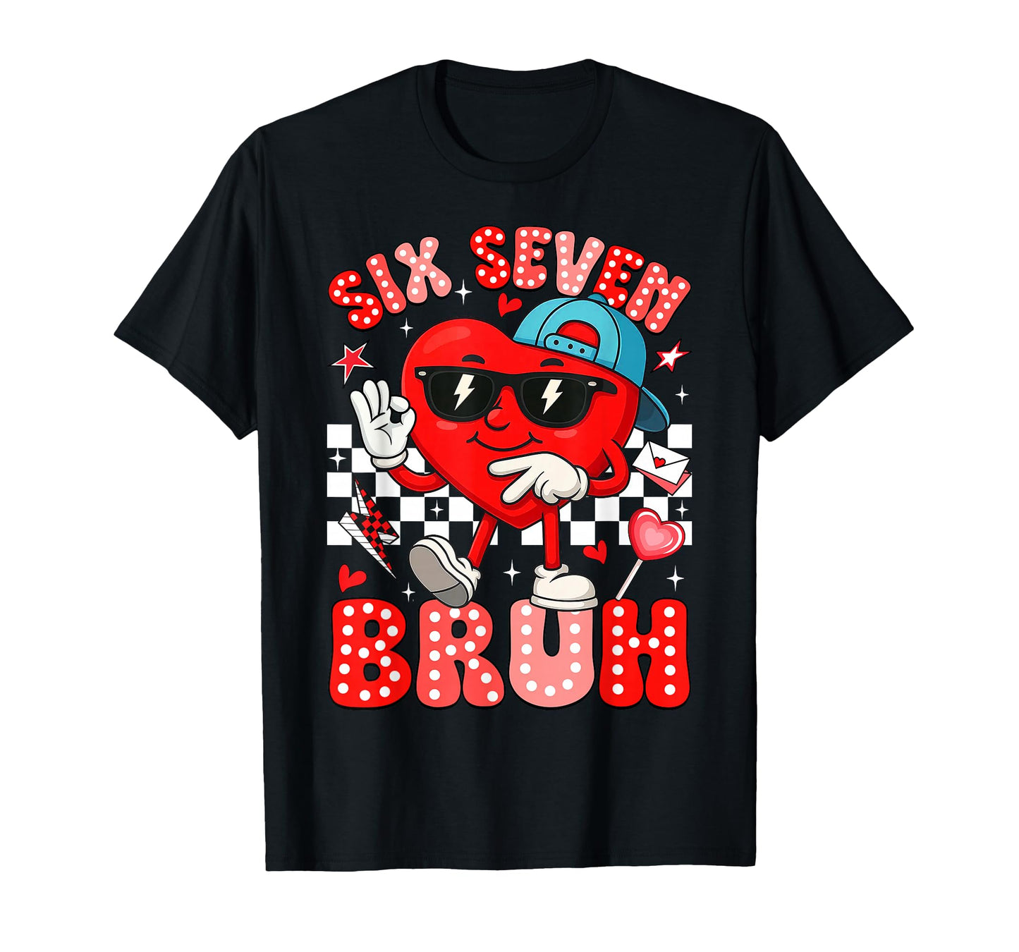 Funny Heart Meme 67 Six Seven Bruh Valentines Day Boys Kids T-Shirt