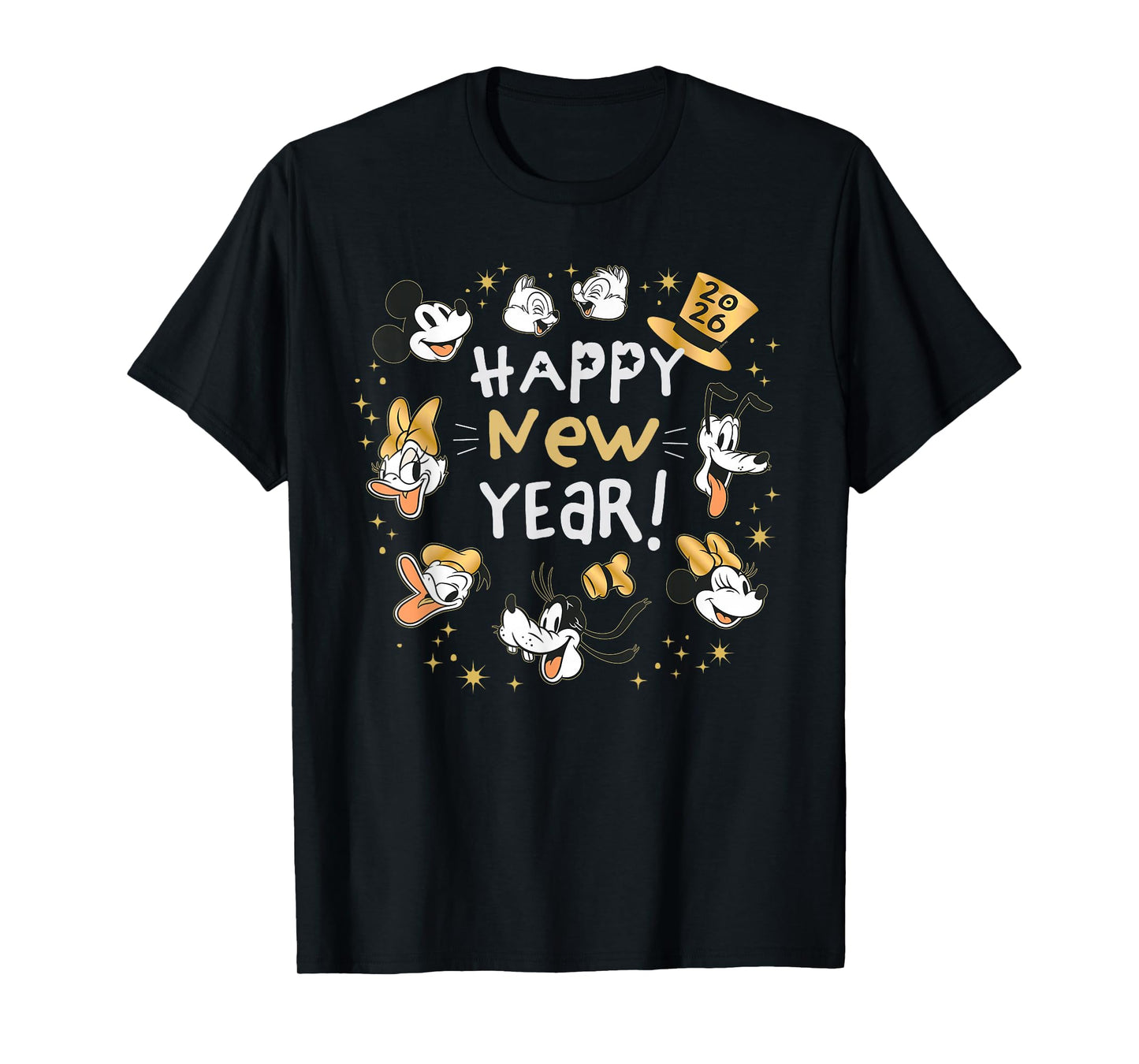 Disney Mickey & Friends Happy New Year 2026 Retro Party T-Shirt